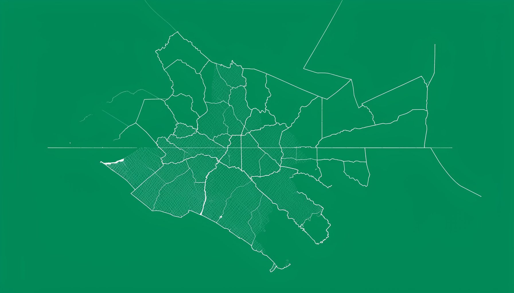 Subtle cross-hatched map illustration in muted teal and sand tones, evoking a quiet regional chart with minimal labels